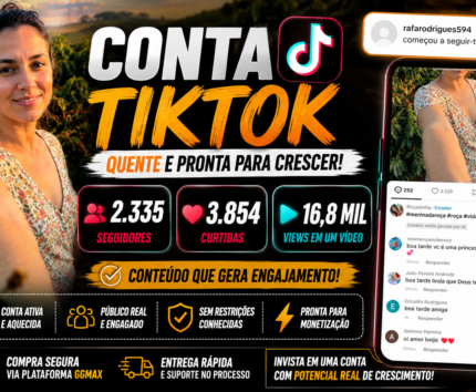CONTA TIKTOK 3K SE SEGUIDORES - MONETIZADA EM MENOS DE 24H