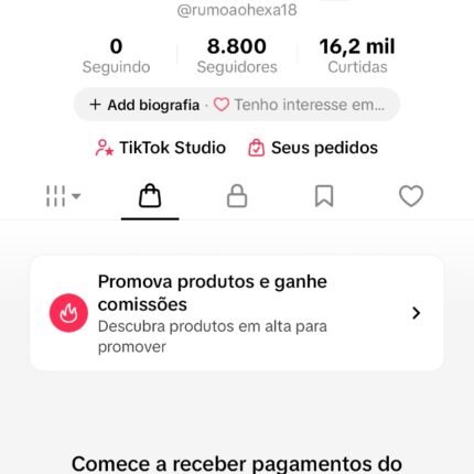 CONTA DO TIKTOK COM SHOP ATIVO +8,8K SEGUIDORES +16K CURTIDAS (LIVES ATIVAS)