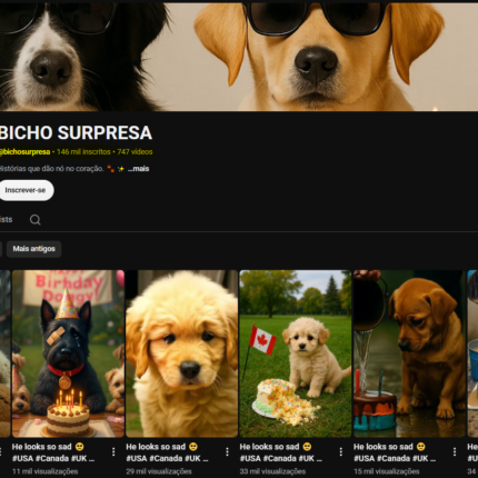 CANAL DO YOUTUBE + DE 100 MIL INSCRITOS ( CANAL NICHADO ANIMAIS ÓTIMO PARA MONETIZAR E POSTAR )