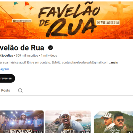 CANAL YOUTUBE MONETIZADO | 309 MIL DE SUBS |+43 MILHÕES DE VIEWS | NICHO FUNK & MÚSICA