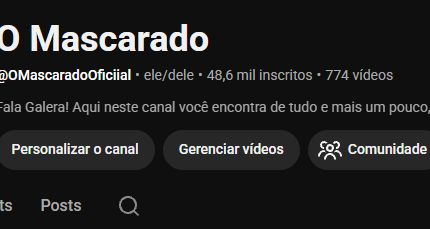 CANAL DO YOUTUBE COM 48 MIL INSCRITOS e 22 MILHÕES DE VISUALIZAÇÕES