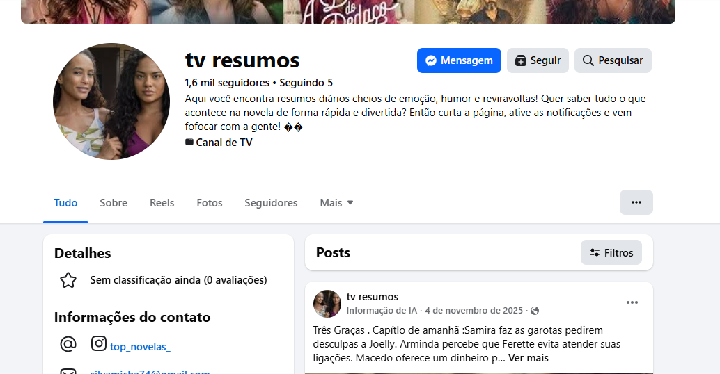 Captura de tela 2026-07-14 101638 Pagina fecebook top_novelas_ com 1600 Seguidores - Imagem 1