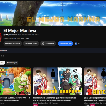 CANAL DE ANIME/MANHWA ESPANHOL MONETIZADO 6900 INSCRITOS