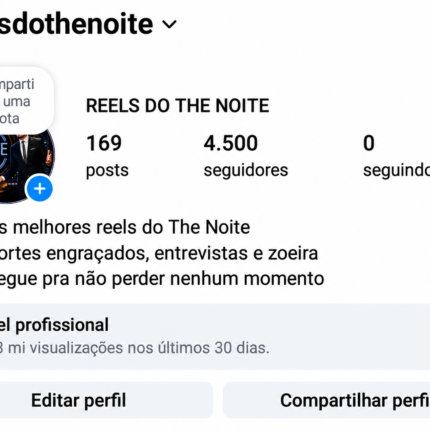 🚀PERFIL DO INSTAGRAM (4.500 mil seguidores & 1.3 MILHÕES de viws em 30D)