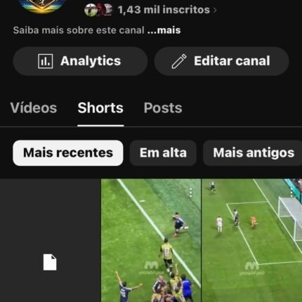 Canal De Futebol Viral Shorts 1,43Mil Inscritos, Com 2 milhões de Viws!!!✅
