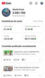 CANAL 3 MILHÕES INSCRITOS MONETIZADO SEM RESTRIÇÃO TODO OK!