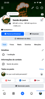 Página de Facebook a venda