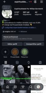 Página Instagram 297 Mil Seguidores sobre Espiritualidade e auto conhecimento