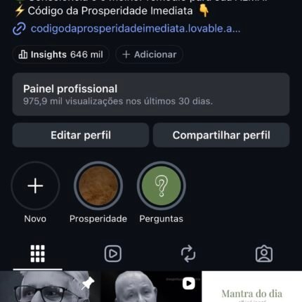 Página Instagram 297 Mil Seguidores sobre Espiritualidade e auto conhecimento