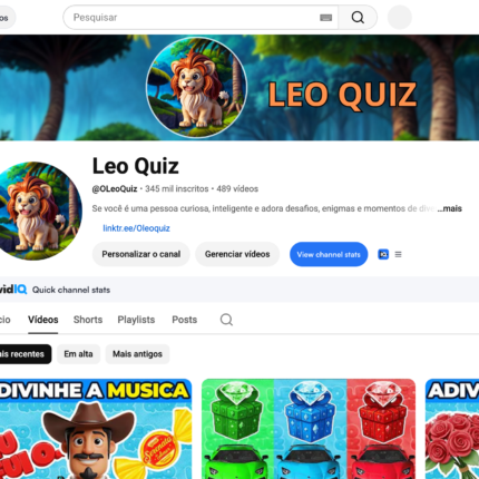 CANAL YOUTUBE DESMONETIZADO | ACEITO PROPOSTAS | 345k INSCRITOS |+12,50 MILHÕES DE VIEWS | NICHO QUIZ / ENTRETENIMENTO | PLACA DE PRATA
