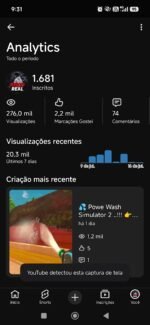 Canal YouTube não monetizado 1680 Inscritos ... Horas subindo canal limpo sem restrição só continuar postando . - Imagem 3