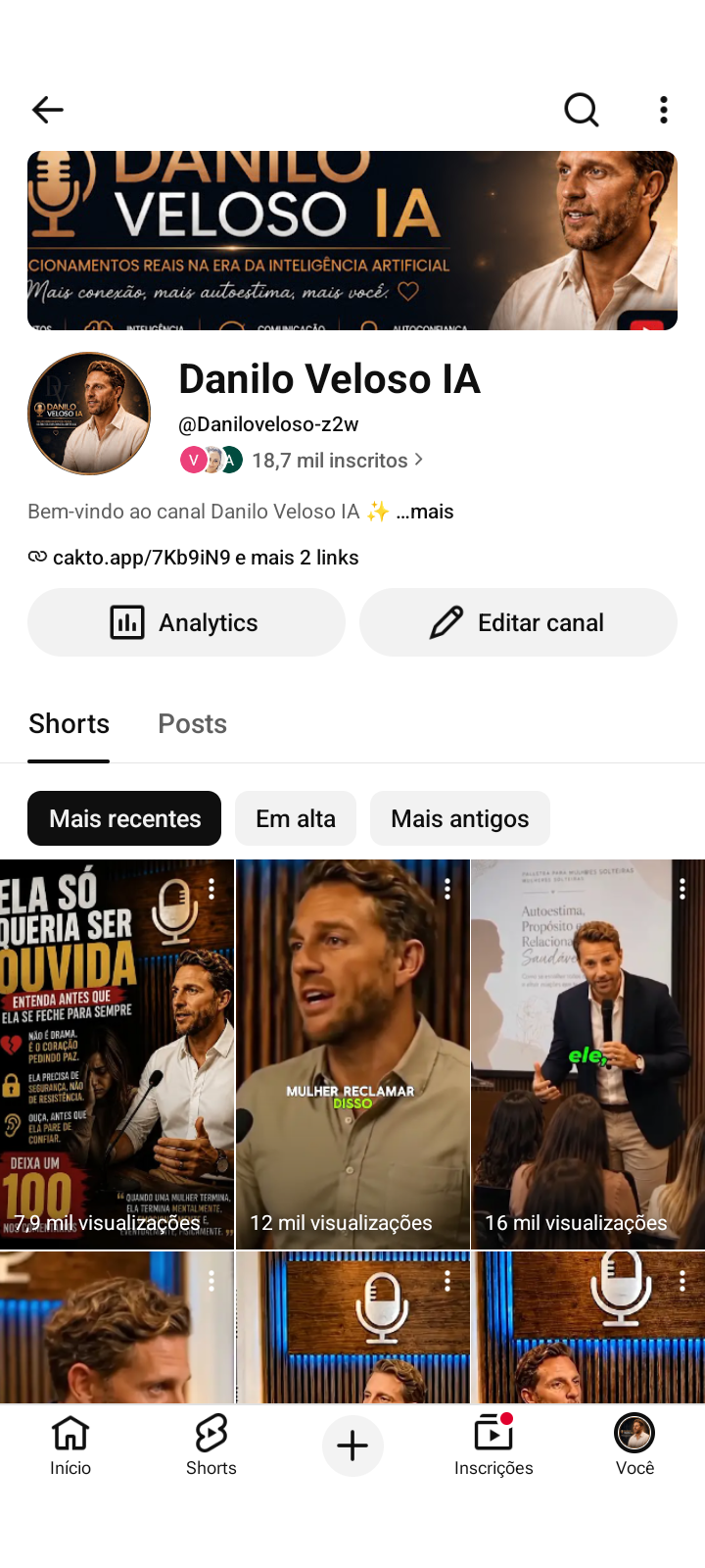 Screenshot_20260729-125050 Canal de shorts no YouTube Bem engajado com 18K de Inscritos - Imagem 1