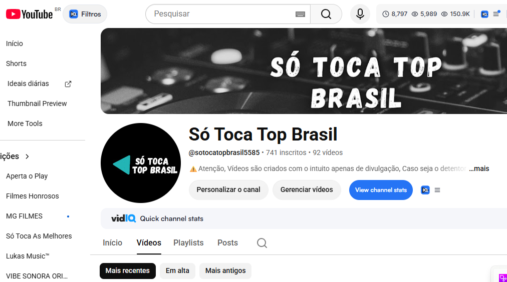 Screenshots-20260723205429 PROMOÇÃO HOJE! Canal com 740 inscritos mas está em ascensão crescendo rápido e muito engajado - Imagem 1