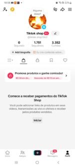 conta do tiktok com tiktok shop ativo 1.751 seguidores