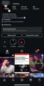 Página Instagram com 14.1 milhões de alcance, 757 mil seguidores, Receita média R$ 9.000/mês, Público altamente engajado compra muito conteúdo pago. - Imagem 2