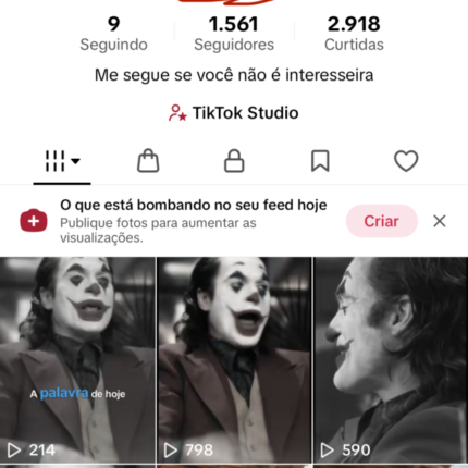 CONTA DO TIKTOK 1561 SEGUIDORES TIKTOK SHOP ATIVO