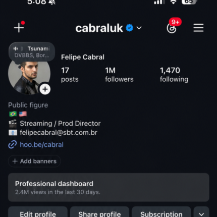 Conta instagram 1 milhão de seguidores verificada