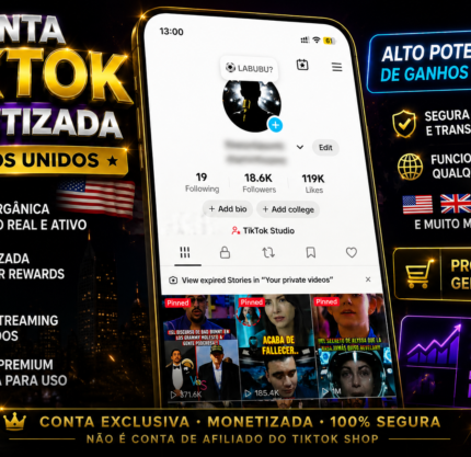 CONTA TIKTOK MONETIZADA ESTADOS UNIDOS ALTO ENGAJAMENTO