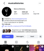 Instagram Música Histories 228K Seguidores | Mais de 30 milhões de acesso.