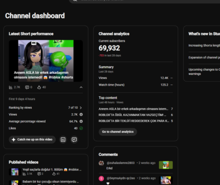 VENDO CANAL DE 70K DE ROBLOX GRINGO TURCO