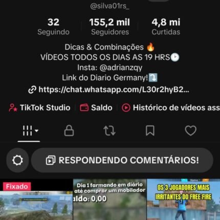 Conta do Tik Tok a venda +155MIL seguidores (monetizada)