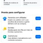 Pagina facebook espanhol com 3 tipos de monetização disponíveis