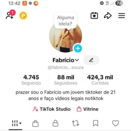 Conta no tiktok com 88mil seguidores