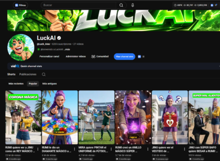 Canal YouTube Espanhol +620 Mil Inscritos | 50 Milhões de Views | Sem Strikes | Shorts Histórias