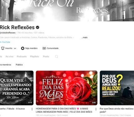 CANAL YOUTUBE MONETIZADO | 786 MIL INSCRITOS |+ 55 MILHÕES DE VIEWS | 932 VIDEOS | ESPIRITUALIDADE | GIGANTE DA REFLEXÃO E MOTIVAÇÃO | PLACA DE PRATA