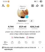 Conta tiktok com 87.900 mil seguidores