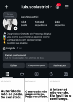 Perfil no Instagram 134 Mil Seguidores, nicho de negócios e vendas, que já gerou um faturamento de 6 milhões em 3 anos.