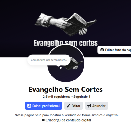 Página Evangelho Sem Cortes - 2,6k seguidores