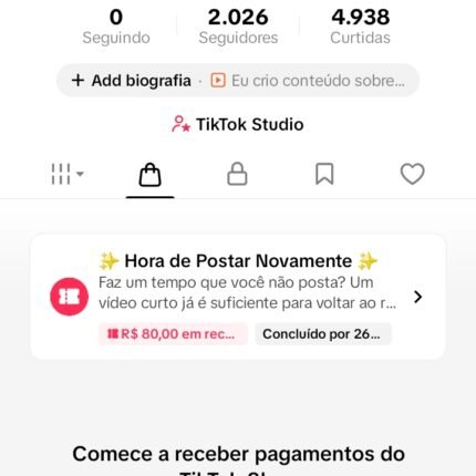 CONTA DO TIKTOK COM SHOP ATIVO +2K SEGUIDORES, LIVES ATIVAS (ENGAJAMENTO REAL)