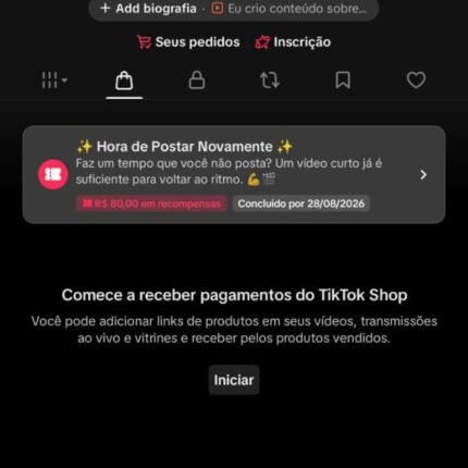 CONTA DO TIKTOK COM SHOP ATIVO +1,4K SEGUIDORES, LIVES ATIVAS (ENGAJAMENTO REAL)