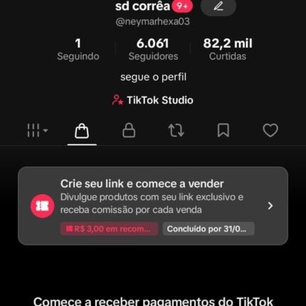 CONTA DO TIKTOK COM SHOP ATIVO +6K SEGUIDORES +82K CURTIDAS (ENGAJAMENTO REAL)