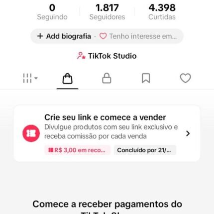 CONTA DO TIKTOK COM SHOP ATIVO +1,8K SEGUIDORES LIVES ATIVAS (ENGAJAMENTO REAL)