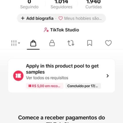 CONTA DO TIKTOK COM SHOP ATIVO +1K SEGUIDORES, LIVES ATIVAS (ENGAJAMENTO REAL)