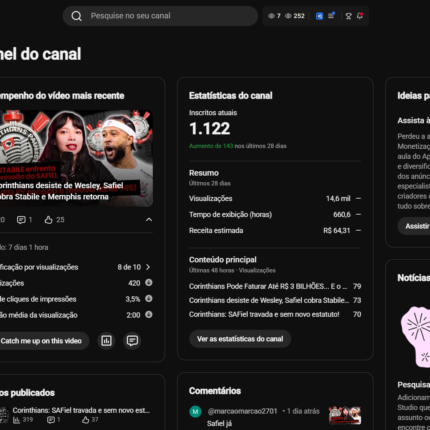 Canal Autoridade de Notícias do Corinthians | Recém Monetizado
