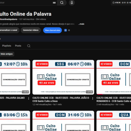 Canal Youtube com 137 mil inscritos