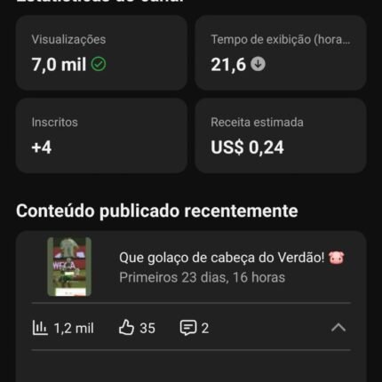 CANAL DE FUTEBOL MONETIZADO NO PRECINHO SO POSTAR E RECEBER DINHEIRO, NÃO POSTO MAIS, MAS JA GANHEI MUITO COM ELE.