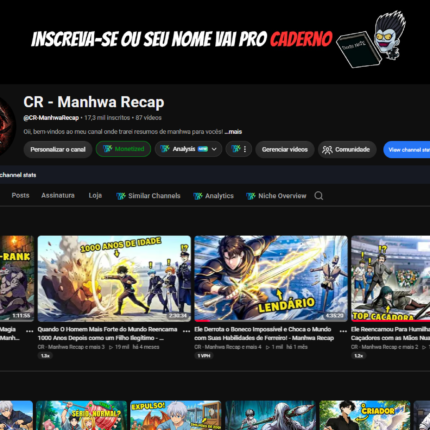 Canal de manhwa recap com 17,3 k de inscritos e quente