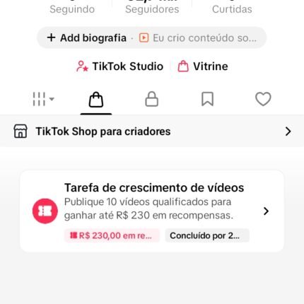 Conta TikTok Monetizada + TikTok Shop + Recompensas