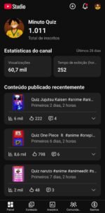 CANAL YOUTUBE 1.000+ INSCRITOS | 60 MIL+ VIEWS | NICHO ANIME/QUIZ | ATIVO E SEM STRIKES - Imagem 2