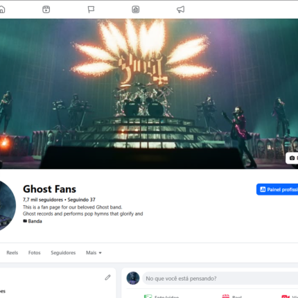 Página do Facebook – Nicho: Banda Ghost (Fã-Clube)