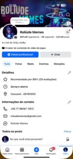 Página Facebook com 201k seguidores