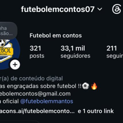 Página de Futebol • 33 Mil Seguidores • Vídeos com +1 Milhão de Views • Alto Potencial de Crescimento