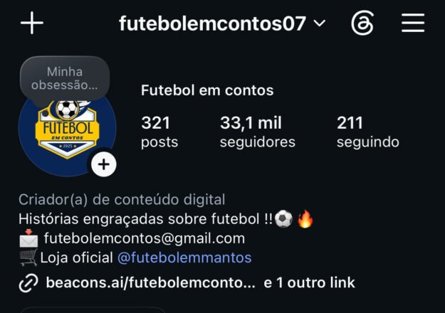 cropped-IMG_5167-1.jpeg Página de Futebol • 33 Mil Seguidores • Vídeos com +1 Milhão de Views • Alto Potencial de Crescimento - Imagem 1