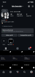 20 k +Instagram orgânico e 100% engajado visualizações +7 milhões nos story 9 mil visualizações conta ativa e crescendo engajamento orgânico ativo