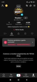 Conta do tiktok com 1.199 seguidores com tiktok shop ativo