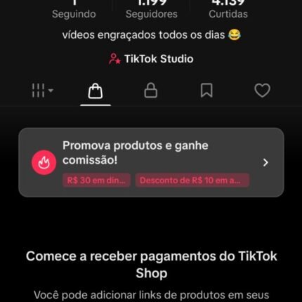 Conta do tiktok com 1.199 seguidores com tiktok shop ativo
